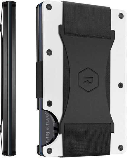 The Ridge Wallet - Slim Minimalist Compact Wallet and Card Holder| RFID Protected Front Pocket Wallets | Integrated Cash Strap | Polar White