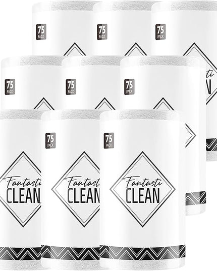 Fantasticlean Microfiber Cleaning Cloth Roll -675 Pack, Tear Away Microfiber Towels, 12" x 12", Reusable, Washable, Ultra Absorbent Dishcloth for All-Around Cleaning Supplies (9 Rolls of White)