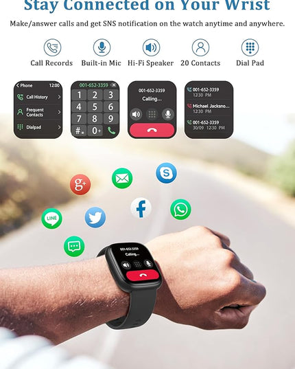 Smart Watch, Alexa Built-in, Answer/Make Calls 44mm Smartwatch Women Men, 1.83" Sports Watch IP68 Waterproof, Heart Rate SpO2 Sleep Stress Monitor, Step Counter Watch for Android & iOS Phone