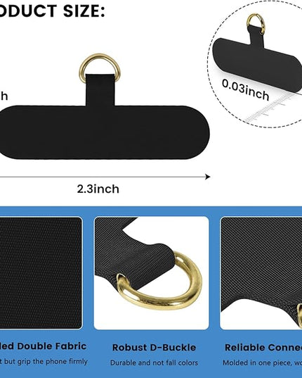 COCASES Phone Tether Tab, Phone Lanyard Tab 4 Pack Phone Strap Replacement Part Compatible for iPhone Samsung Smartphone (Black x2)