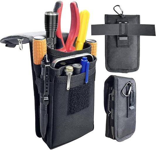 Belt Tool Pouch,Tactical Utility Pouch, Heavy-Duty Nylon EDC Multitool Organizer,Cell Phone Holder, Multi-Pockets Tool Holster Sheath Bag for Electricians Handymen Work Maintenance Dailylife Hiking