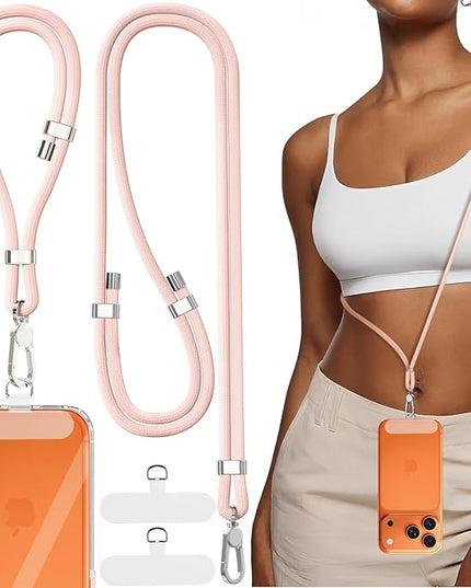4-IN-1 Phone Lanyard + Wrist Strap, 2PCS Adjustable Length Cell Phone Lanyard with 2 Tether Tabs for iPhone,Smartphones