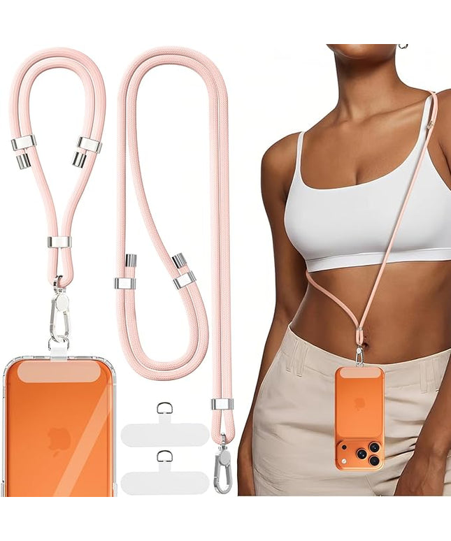 4-IN-1 Phone Lanyard + Wrist Strap, 2PCS Adjustable Length Cell Phone Lanyard with 2 Tether Tabs for iPhone,Smartphones