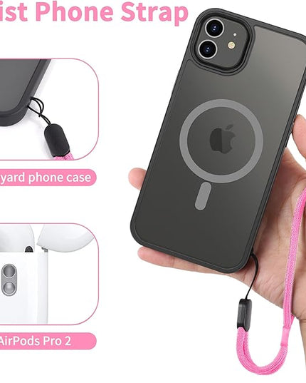 CACOE Phone Lanyard 2 Pcs-1 Pcs Adjustable Neck Strap, 1 Pcs Wrist Strap, 2 Pads, Universal Crossbody Multifuctional Cell Phone Lanyards Compatible with Most Smartphones(Light Pink)