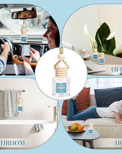 AROIC Car Air Freshener 6 Pack, Long Lasting Fresh Aroma Diffuser Set for Men & Women, Natural Essential Oil Fragrance Diffuser for Removing Odors, Auto Interior Decor Accessories Unisex (Ocean Scent)