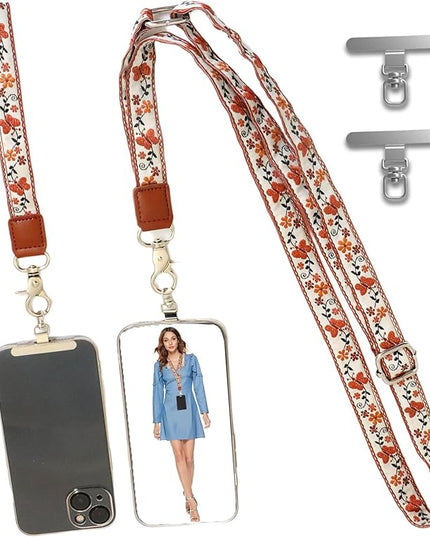 LEMEDE Wrist Keychain and Adjustable Phone Lanyard, Silver Hook Phone Crossbody Strap with 360° Rotating Phone Pads