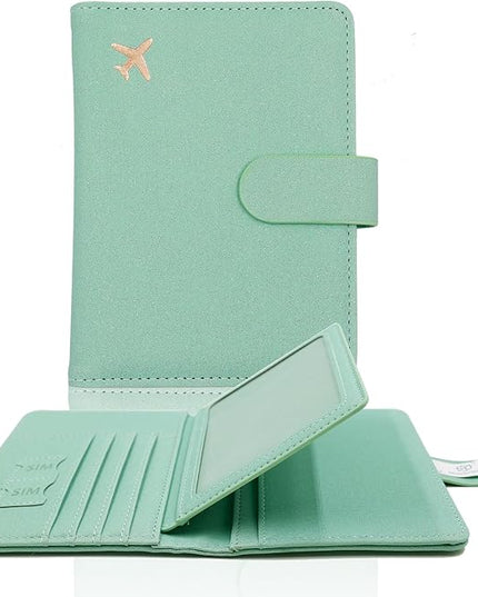 Melsbrinna Rfid Passport Holder for Travel women/Men, Cute Passport Wallet Rfid Blocking Card Slots, Rfid Passport Cover/CaseTravel Wallet, Passport Book Holder (1, Green4)