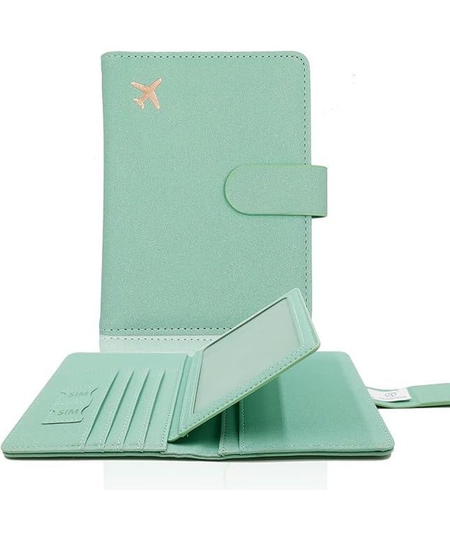 Melsbrinna Rfid Passport Holder for Travel women/Men, Cute Passport Wallet Rfid Blocking Card Slots, Rfid Passport Cover/CaseTravel Wallet, Passport Book Holder (1, Green4)