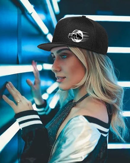 Skull Finger Flat Bill Hats for Men Black Mens Snapback Hat Baseball Cap Fitted Hat Rock N Roll Skeleton Hand Snap Backpack