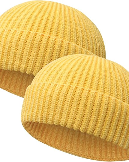 Wool Fisherman Beanies for Men Women Short Cuff Knit Beanie Winter Warm Hats Trawler Hat Stylish Watch Cap