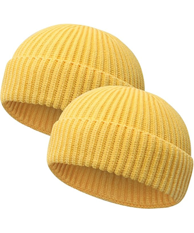 Wool Fisherman Beanies for Men Women Short Cuff Knit Beanie Winter Warm Hats Trawler Hat Stylish Watch Cap