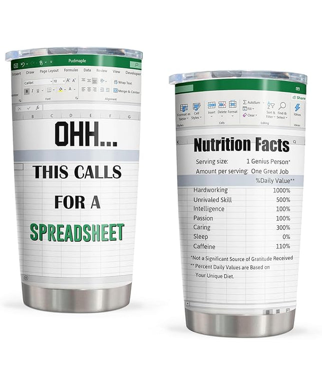 Excel Mug - Accountant Gifts for Women/Men, Funny Spreadsheet Mug, 20oz Tumbler