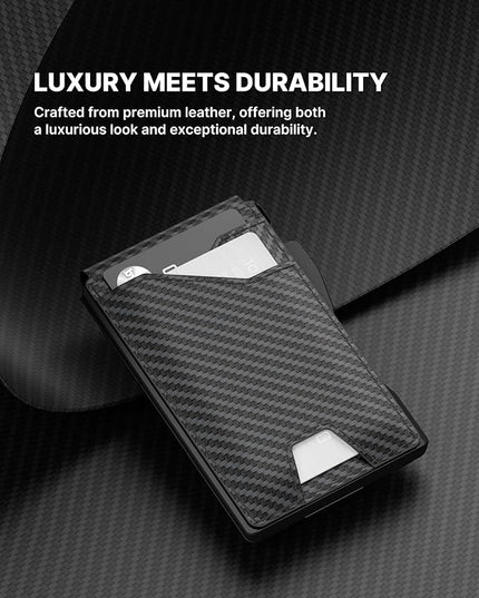 typecase Tactical Wallet for Men Card Holder: Pop Up Card Case, Genuine Leather, Smart, RFID Blocking, Slim, Minimalist, Thin, Front Pocket - 9-13 Card Capacitiy, ID Window, Money Clip (Orange)