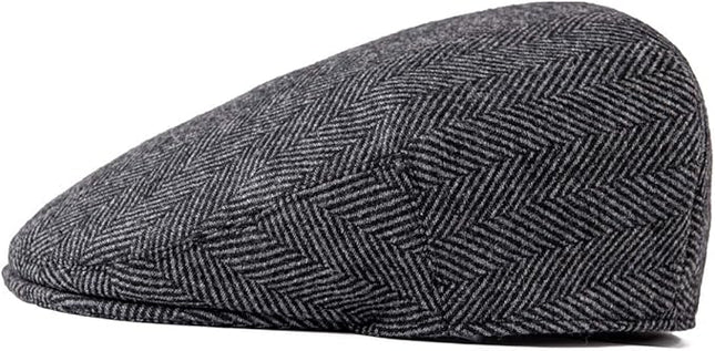 FEINION Men's Wool Tweed Newsboy Ivy Cap Gatsby Golf Flat Hat
