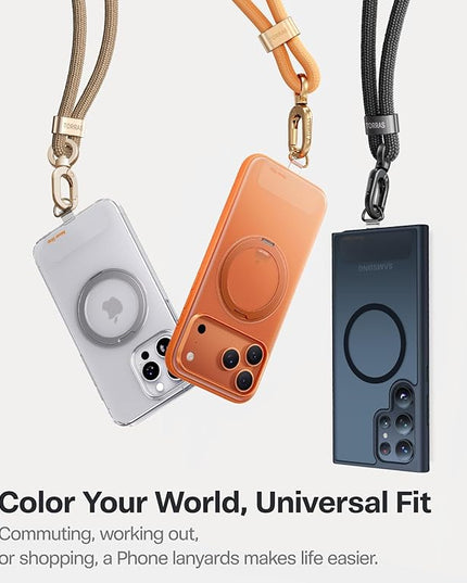 TORRAS Phone Lanyard Crossbody with 2 Phone Tabs, Adjustable Anti Theft Phone Strap for All Phones, Premium Metal Buckles, Skin-Friendly, Universal Cell Phone Neck lanyard for Travel Essentials, Black