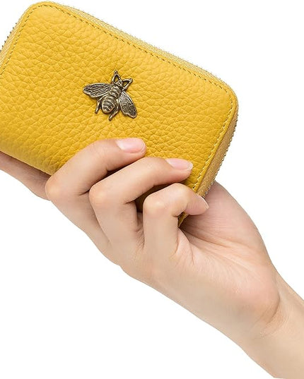 imeetu RFID Credit Card Holder, Small Leather Zipper Card Case Wallet for Women