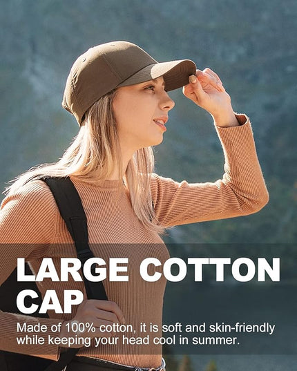 Zylioo XL XXL Oversize Baseball Cap, 100% Cotton Adjustable Dad Hat for Big Heads 23.5"-25.5", Soft Crown Large Size Cap
