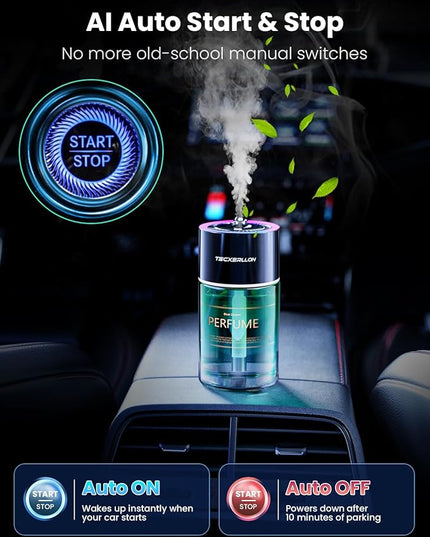 Car Air Freshener, Car Diffuser with RGB Ambient Light & Starry Ceiling, 4 Smart Scent Modes, 120-Day Runtime, Auto On/Off, USB-C Rechargeable, Cologne Or Ocean-Inspired Fragrance,120ML
