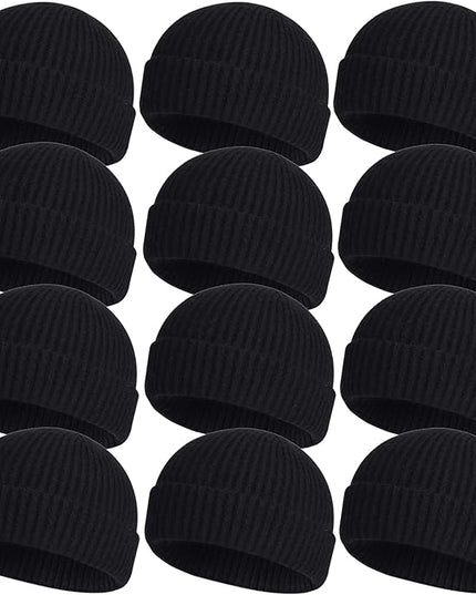 ROYBENS 4 Pack Wool Fisherman Beanies for Men, Knit Short Watch Cap Winter Warm Hats