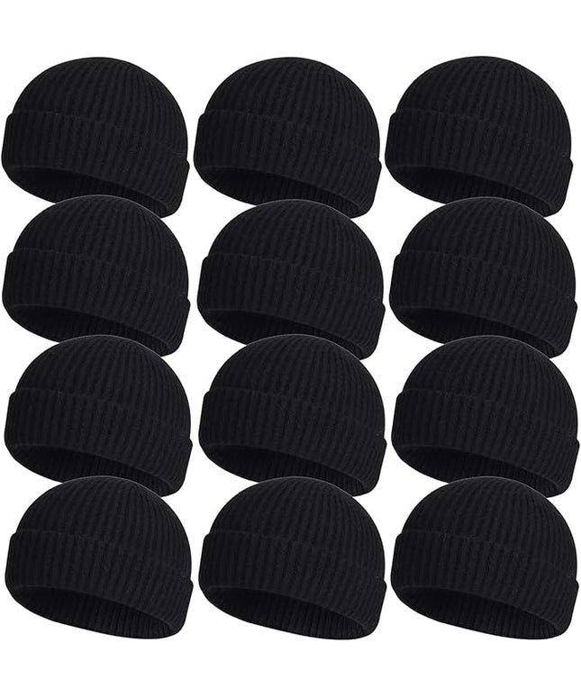 ROYBENS 4 Pack Wool Fisherman Beanies for Men, Knit Short Watch Cap Winter Warm Hats