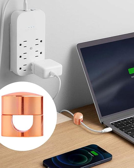 3 Sets Charger Holders for Cords, Adjustable Cable Anchor Holders, Adhesive Metal Cord Clips, Cable Management Wire Organizers for Desk, Office, Nightstand - Gold, Red Bronze, Rose Gold