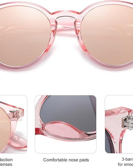 SOJOS Retro Round Polarized Sunglasses for Women Men Classic Vintage Sunnies SJ2069