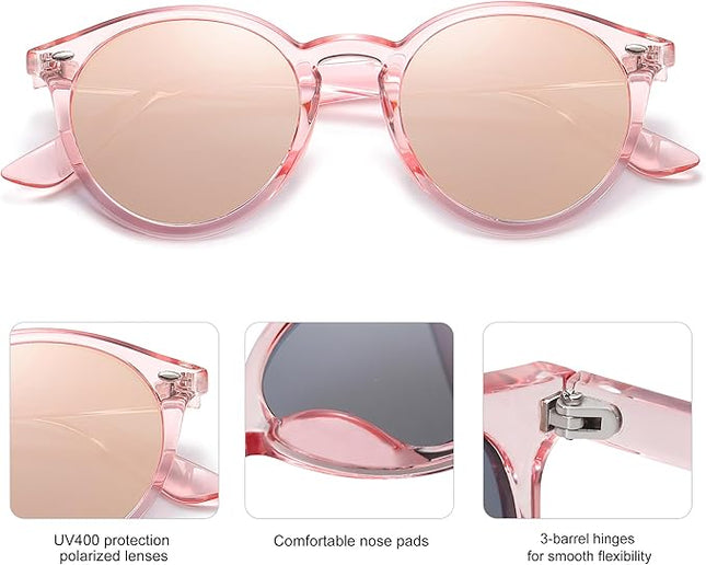 SOJOS Retro Round Polarized Sunglasses for Women Men Classic Vintage Sunnies SJ2069