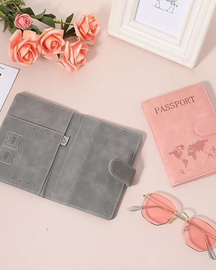 2 Pack Passport Holder for Travel, Passport Wallet Cover Case Waterproof RFID Blocking Passport Holder with Pen Holder Travel Must Haves Accessories, Passport Book Holders for Women and Men