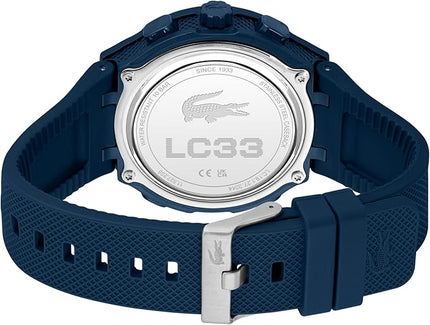 Lacoste LC33 Men's Analog-Digital Watch – TR90 Case, World Clock, Stopwatch, Alarm, Backlight, Textured Silicone Strap, Premium Fashion Timepiece - Gift for Him - 45mm