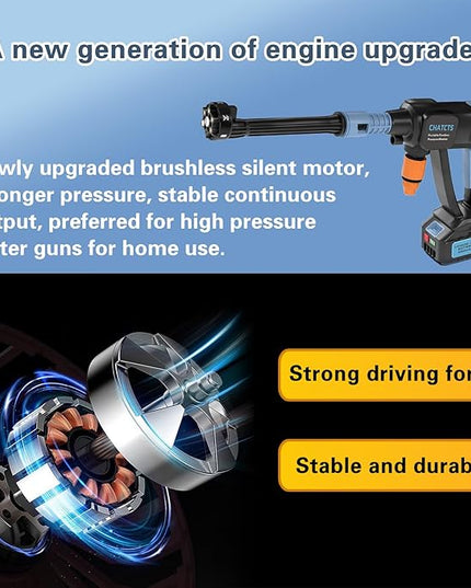 Portable Cordless Pressure Washer, 980PSI Cordless Car Pressure Washer with 2 Batteries, 6 in 1 Nozzle, 5 Meter Hose, for Watering, Cleaning, Car Washing, Floor Washing