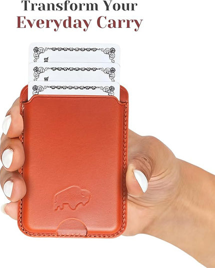 BLACKBROOK Leather Wallet for MagSafe, Duke Slim Full Grain Leather Card Holder, Holds up to 3 Cards, RFID Protection & Easy Access