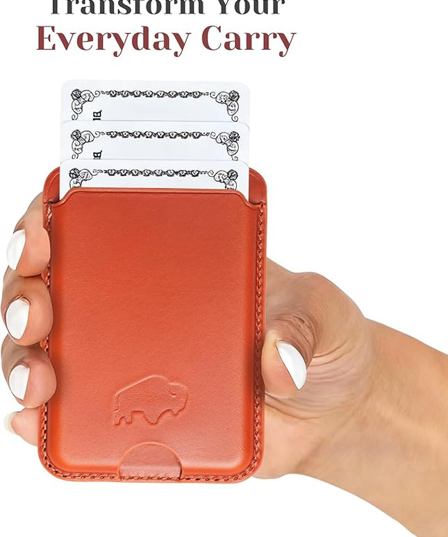 BLACKBROOK Leather Wallet for MagSafe, Duke Slim Full Grain Leather Card Holder, Holds up to 3 Cards, RFID Protection & Easy Access