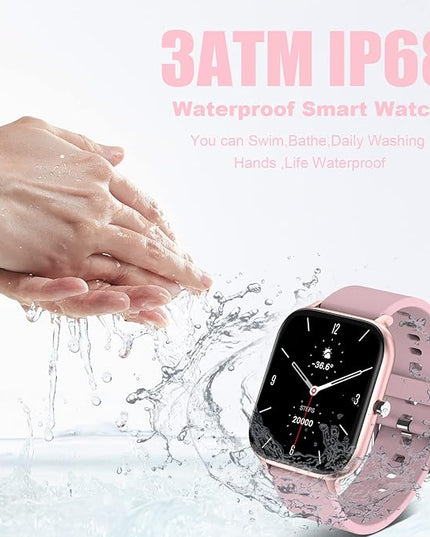 Smart Watch for Men Women Compatible with iPhone Samsung Android Phone 1.69 inch Full Touch Screen IP68 Waterproof Bluetooh Fitness Tracker Heart Rate/Sleep Monitor (Pink)