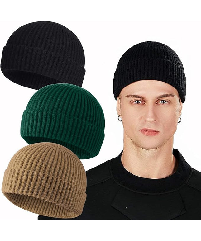 ROYBENS Swag Wool Knit Cuff Short Fisherman Beanie for Men Women, Winter Warm Hats