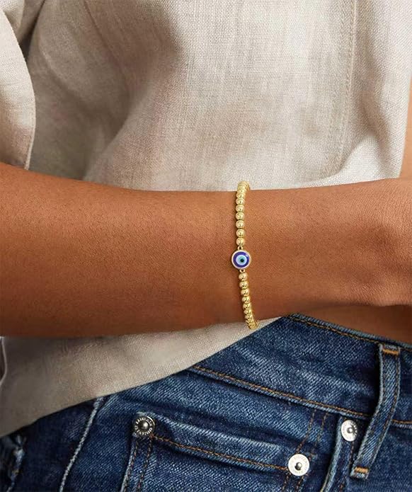 Gold Bracelets for Women 14K Gold Beaded Bracelets Stackable Bracelets for Women Gold Charm Bracelet Non Tarnish Gold Jewelry for Women Trendy