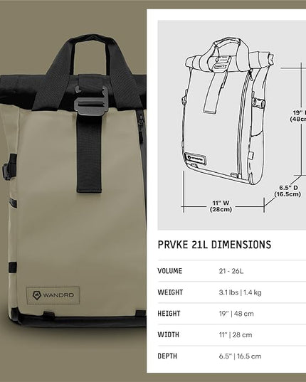 WANDRD PRVKE 21L, V3 Backpack: Weather-Resistant Travel & Camera Backpack with Laptop Sleeve, Quick Side Access, Clamshell Opening – Ideal Photography & Travel Bag