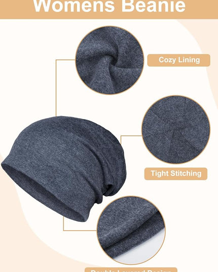 Senker Fashion Slouchy Beanie Hats for Women Men, Chemo Headwear Cotton Beanies Soft Lightweight Chemo Skull Cap Elastic
