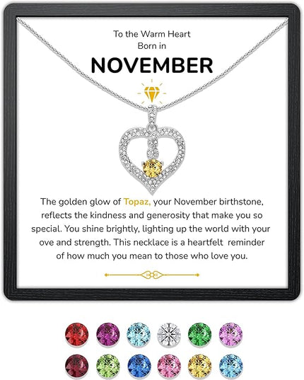 TRYNDI Birthstone Necklace for Women - Infinity 12 Months Birthstone Necklace, Christmas Gifts for Wife, Daughter, Girlfriend, Mom - Mother’s Day, Valentine’s, Anniversary, Birthday Gift for Her