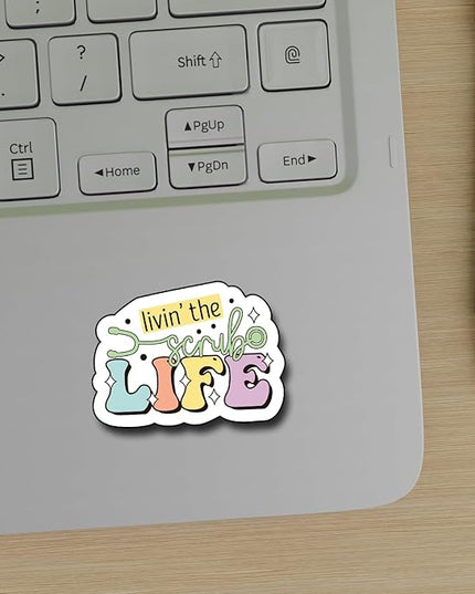 (3Pcs) Livin' The Scrub Life Sticker Nurse Sticker Decorate Books Laptop Phone Water Bottles Kindles Stickers Tumbler Waterproof Vinyl Decorate Sticker 3" Inch