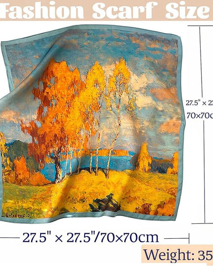 kcctoo 27.5" Mulberry Silk Feeling Head Scarf Women's Fashion Square Neck Satin Scarfs for Bag Hair Scarves Gift