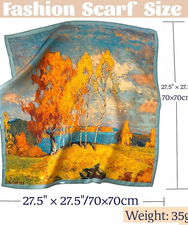 kcctoo 27.5" Mulberry Silk Feeling Head Scarf Women's Fashion Square Neck Satin Scarfs for Bag Hair Scarves Gift