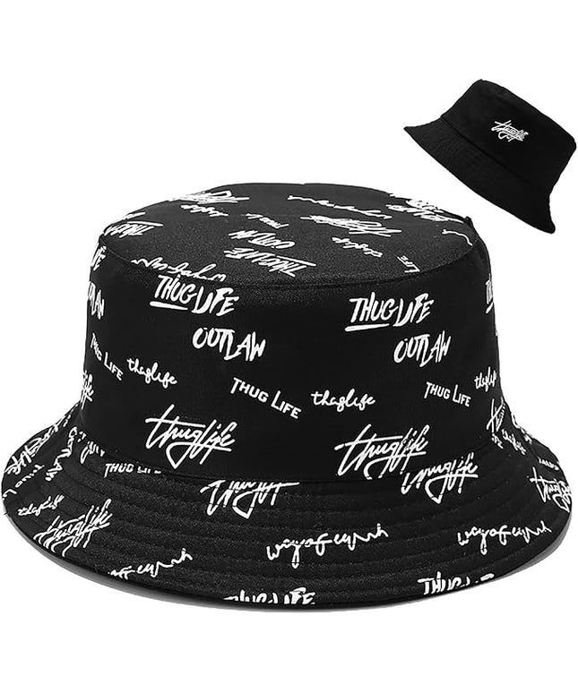Malaxlx Unisex Bucket Hat Beach Sun Hat Aesthetic Fishing Hat for Men Women Teens, Reversible Double-Side-Wear