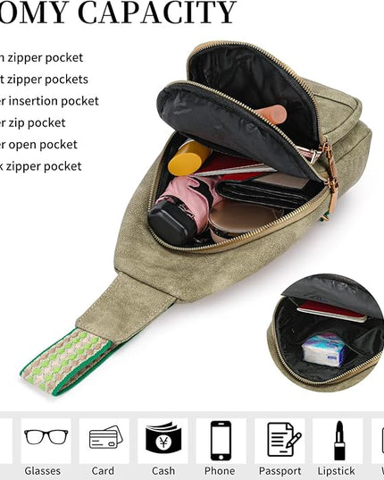 FALAN MULE Crossbody Bags for Women Trendy Leather Sling Chest Bag Fanny Packs for Women