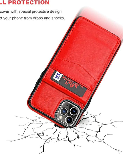 KIHUWEY Compatible with iPhone 11 Pro Max Case Wallet with Credit Card Holder, Premium Leather Magnetic Clasp Kickstand Heavy Duty Protective Cover for 11 Pro Max 6.5 Inch(Red)