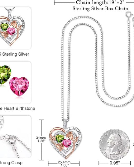 Iefil Christmas Gifts for Women - Sterling Silver Birthstone Necklace Anniversary Birthday Gifts for Her Wife Mom Daughter