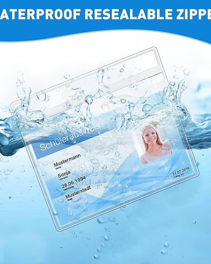 Horizontal ID Badge Holders with Soft Edge (Sealable Fits 3.5 x2.25 Inch Insert) (50 Pack), Waterproof ID Card Holder, Name Tag Holder, Name Badge Holders, Zipper Plastic Badge Holder