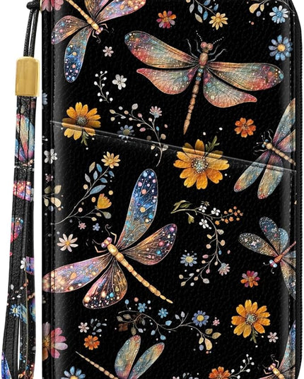 Family Passport Holder Wallet RFID Blocking Document Organizer PU Leather Mulit-purpose Travel Wallet Credit Cards Case for Women Men, Dragonfly