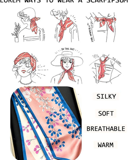 Head Scarf Purse Handle Neck Satin Hair Scarfs For Bag Lightweight Silky Long Thin Women's Fashion Scarves 59 * 5.9”