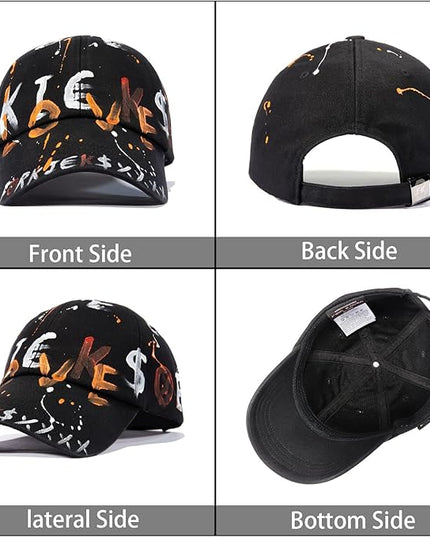 Trendy Unisex Graffiti Baseball Cap, Adjustable Cotton Baseball Cap for Men & Women, Athletic Streetwear Hat