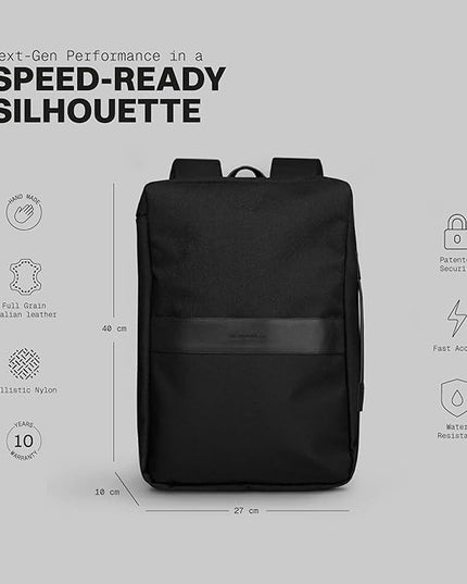 The Frenchie Co. - SL Speed Backpack - Expandable lightweight carry-on - Anti-theft magnetic closure for rapid access - Self-adjusting ergonomic straps